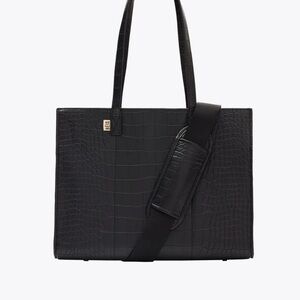 BEIS Black Croc-Embossed Laptop Bag